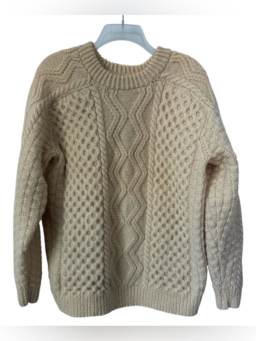 Vintage fisherman Aran Wool cable knit sweater Made in Ireland Macy’s NY